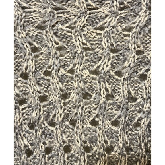 ANTHROPOLOGIE Tulle Gray/Cream Open Front Chunky Loose Knit Cardigan Sweater XL - Picture 5 of 7